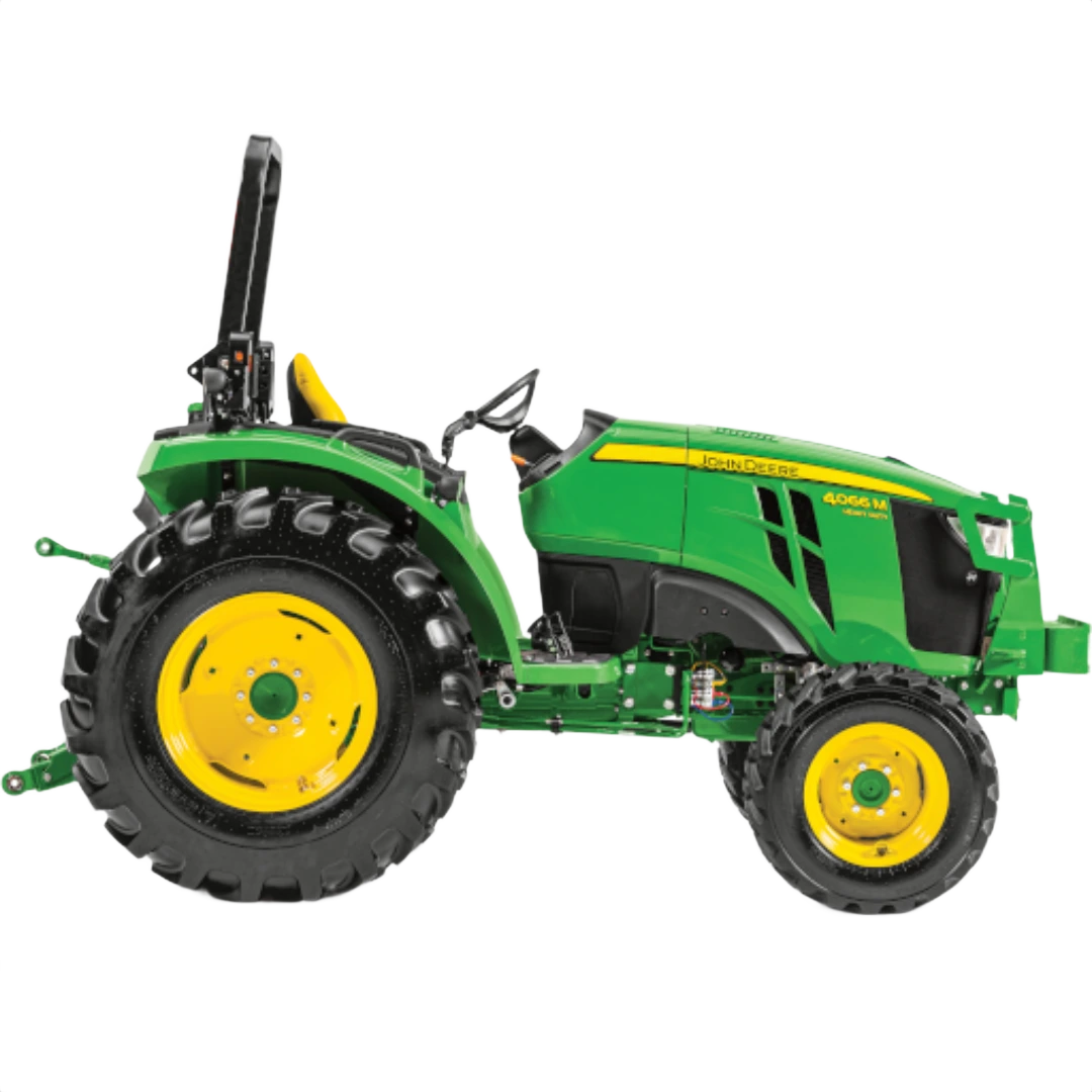 Green and yellow John Deere 4066M compact tractor designed for versatile outdoor and home improvement tasks