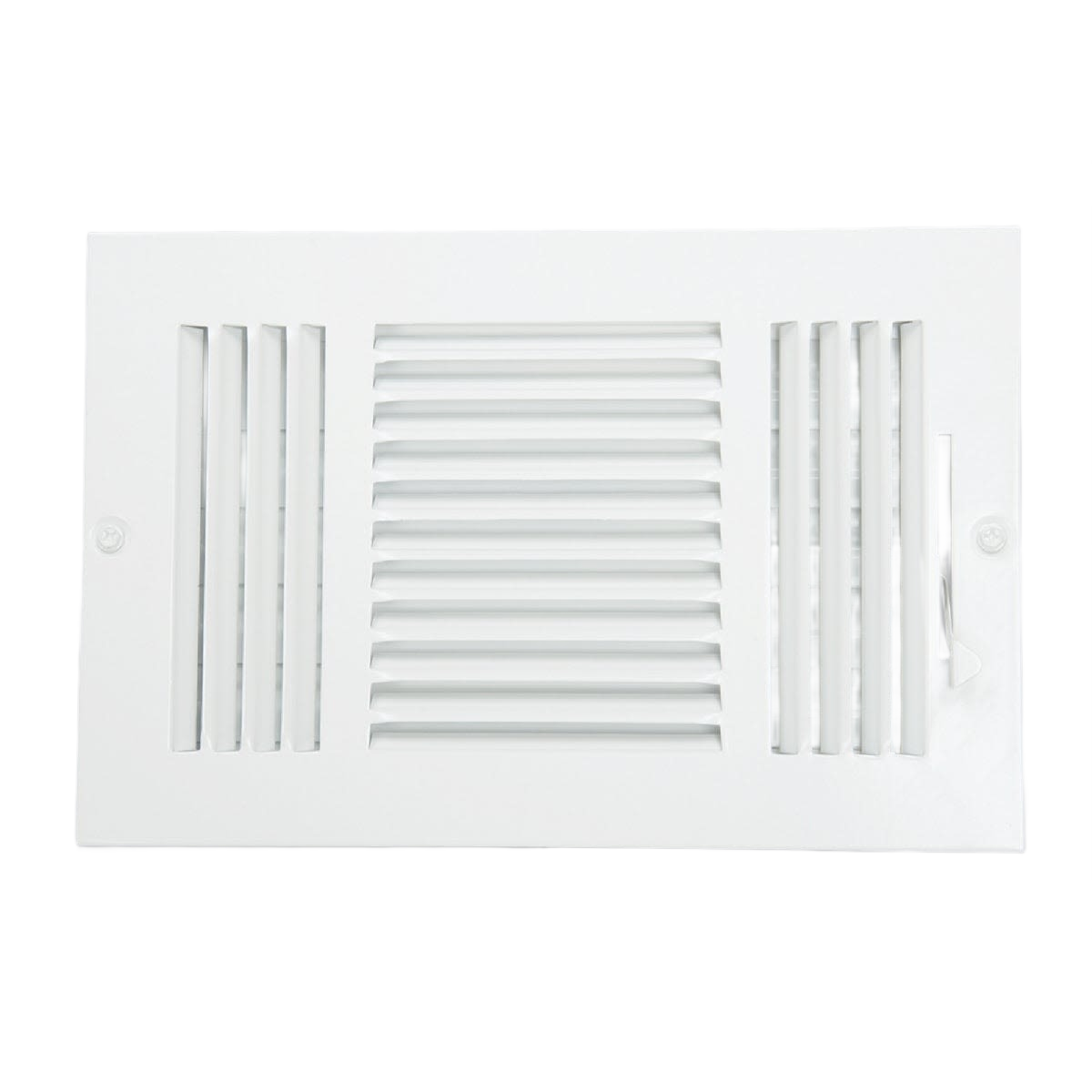 White steel 3-way wall register with adjustable airflow, suitable for home improvement and plumbing projects under $50 collections