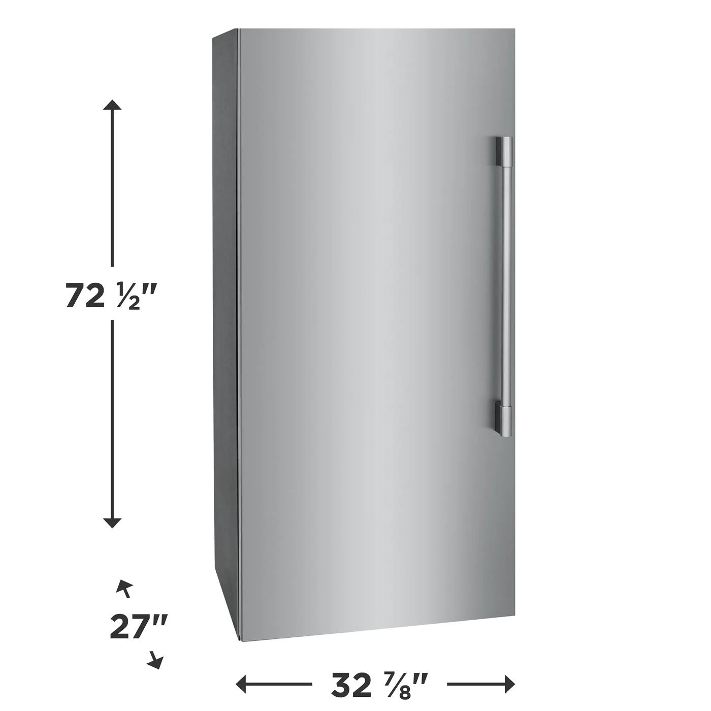 Smudge-proof stainless steel single-door freezer with vertical handle from Freezers & Ice Makers collection