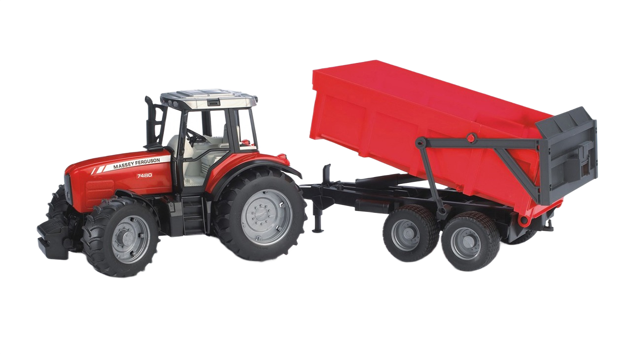 Red Massey Ferguson 7480 tractor toy with tipping trailer from Bruder Toys in Vehicles & Remote Controlled Toys collection