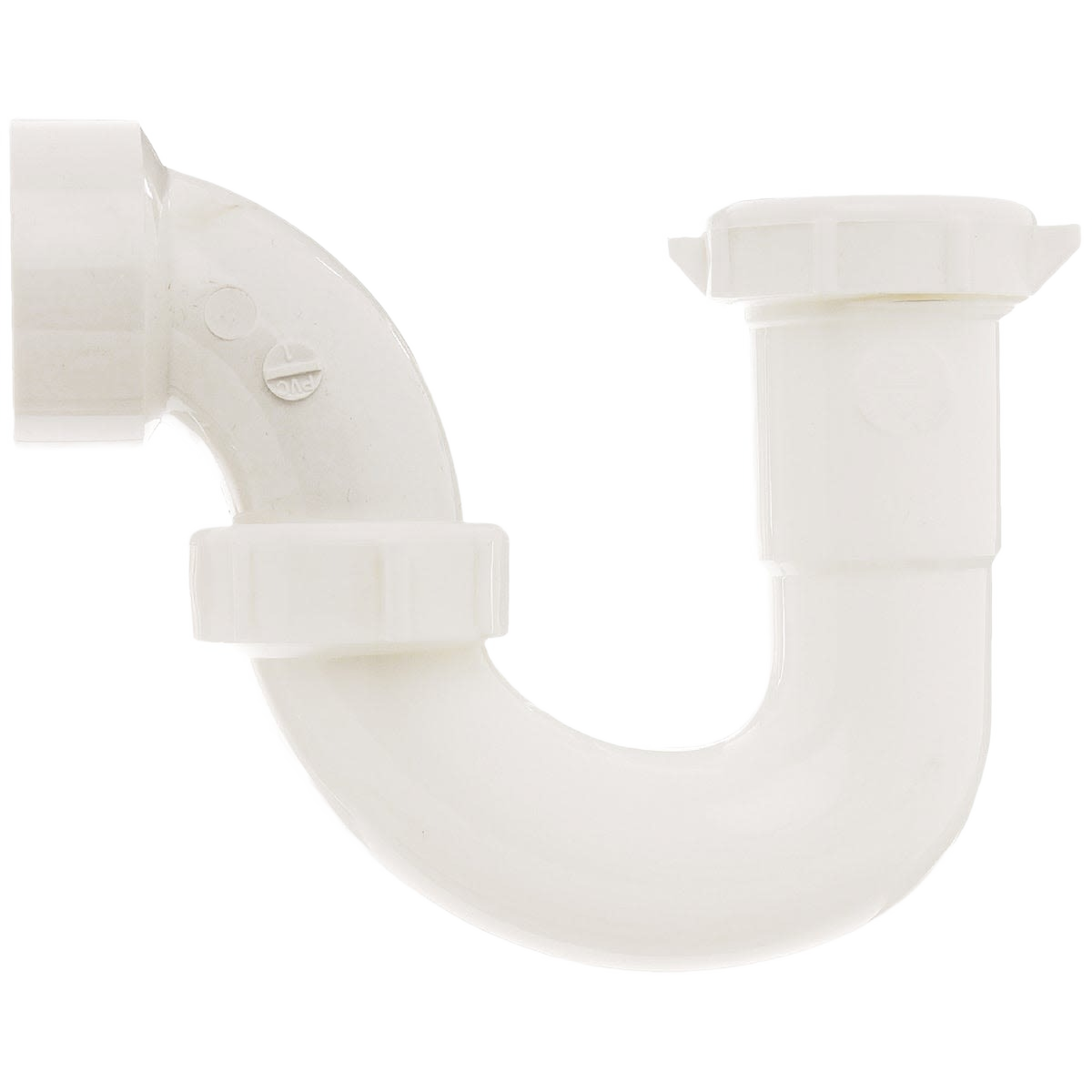 White plastic P-trap with slip joint fittings for kitchen or bathroom plumbing repair under $50 collections