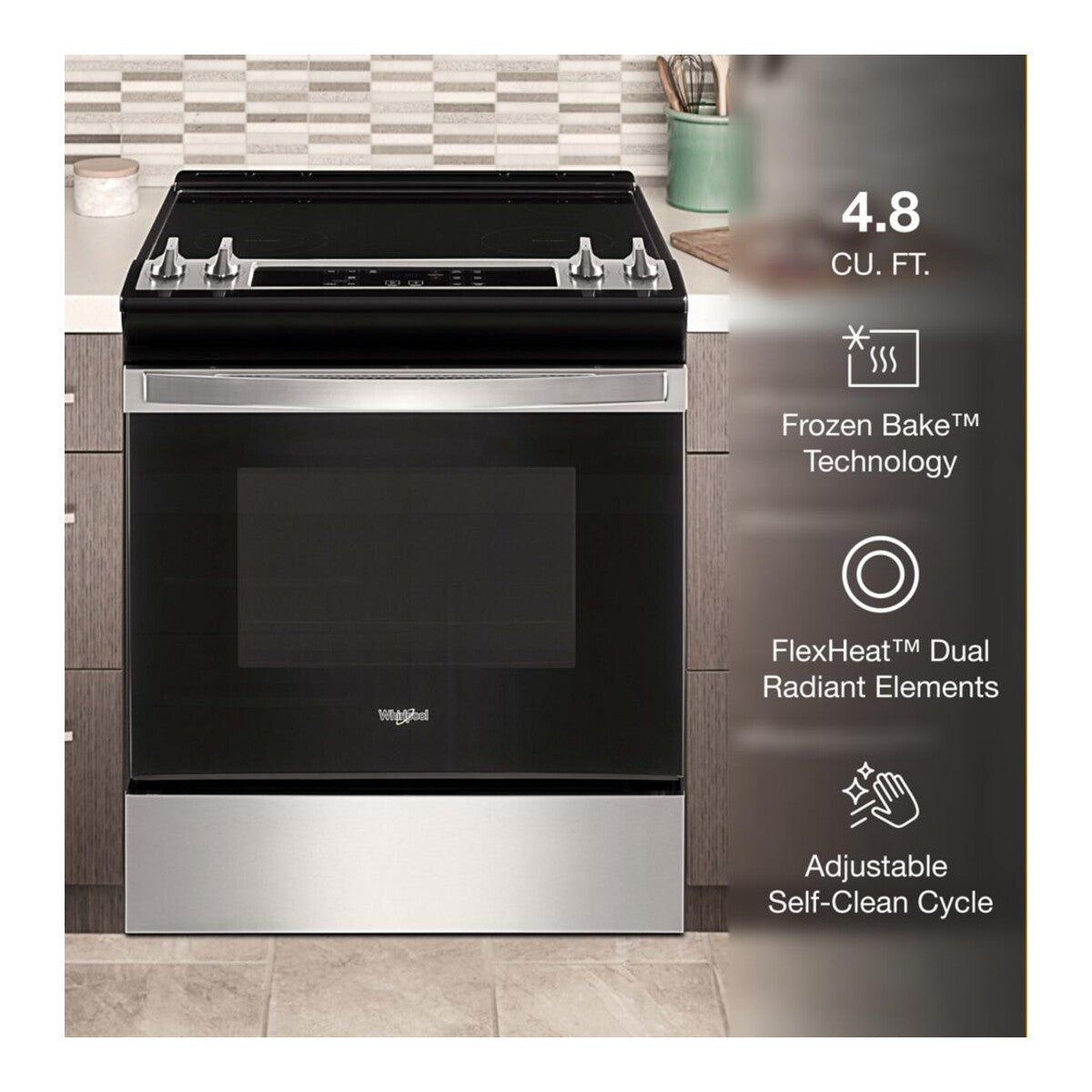 4.8 Cu. Ft. Whirlpool® Electric Range with Frozen Bake™ Technology
