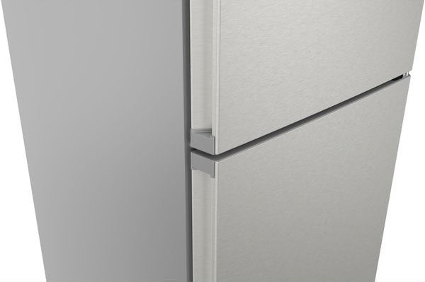 Freestanding stainless steel bottom freezer refrigerator with anti-fingerprint finish in Bosch appliances collection