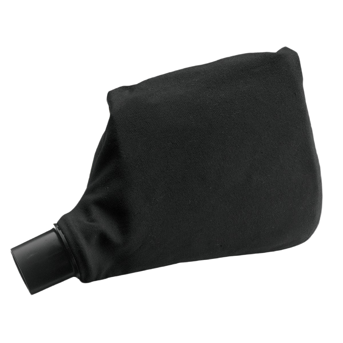 Black durable dust collection bag with plastic connector designed for miter saws in tools and home improvement tasks
