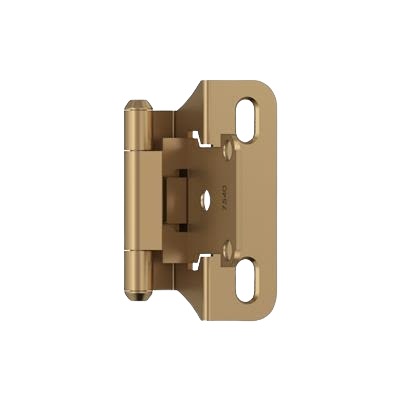 Champagne bronze partial wrap cabinet hinge with self-closing mechanism for home improvement projects