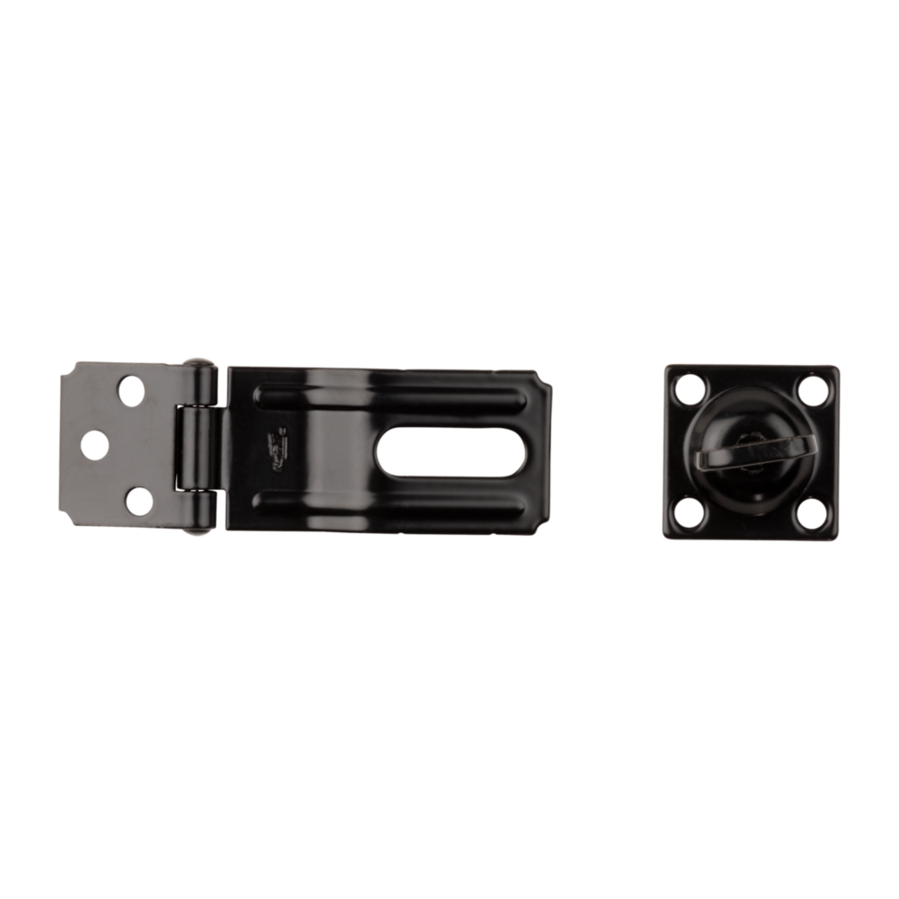 Black swivel safety hasp with concealed screw holes for door and gate hardware in home improvement under $50 collection