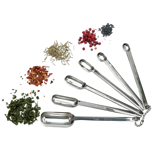 RSVP polished stainless steel 6-piece measuring spoon set with rectangular heads for kitchenware and gadgets under $50 collections