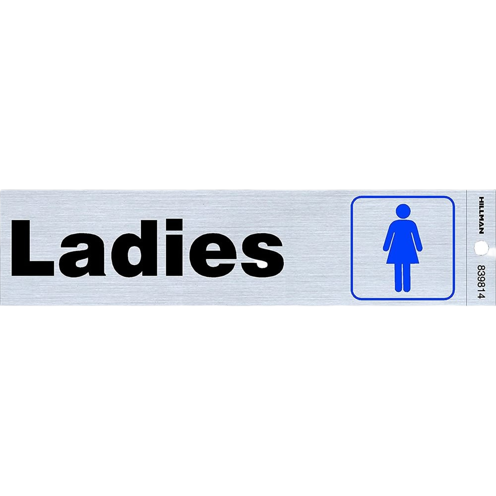 Black and blue nickel self-adhesive ladies restroom sign for tools and home improvement projects
