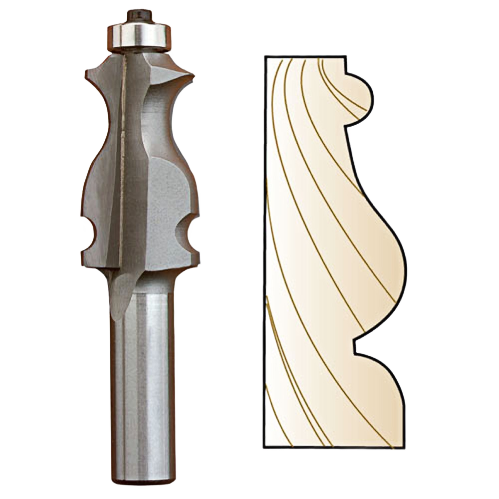 Carbide-tipped molding router bit with detailed profile for custom woodworking in tool accessories and power tool collections