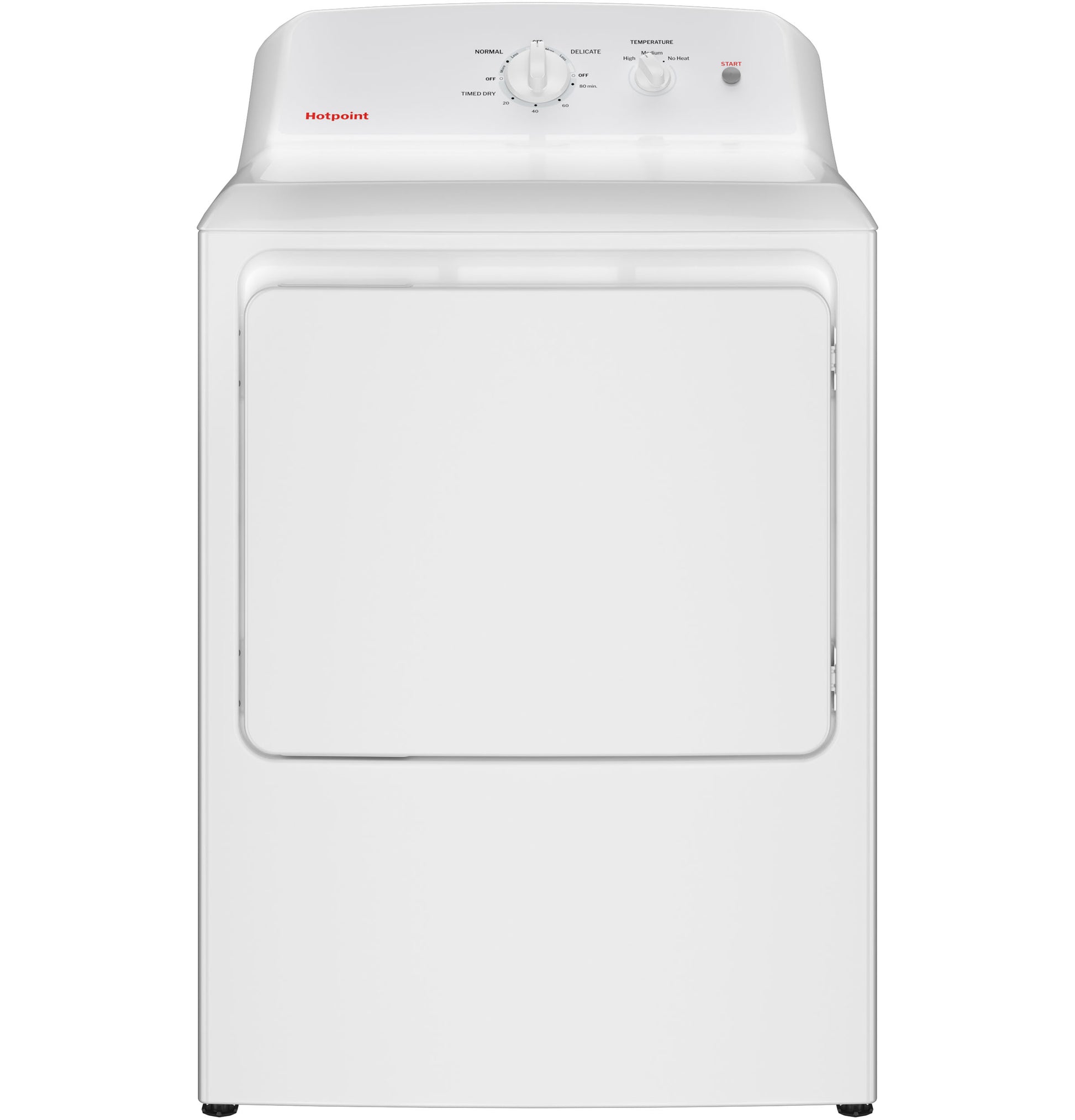 White gas dryer with mechanical control knobs and top vent from Gas Dryers and Appliances collections