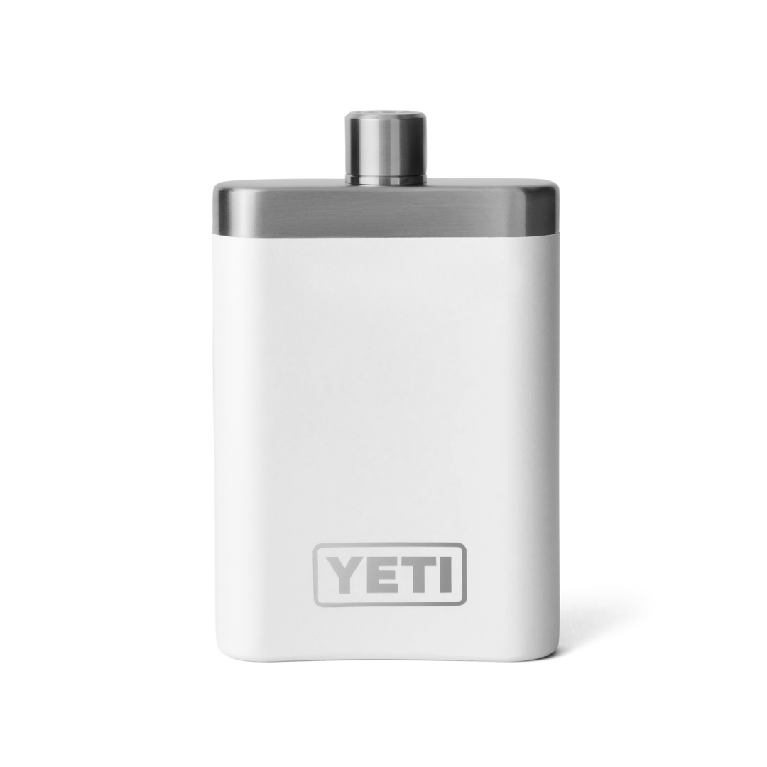 White insulated flask with stainless steel top and YETI logo for drinkware and kitchenware under $100 collections