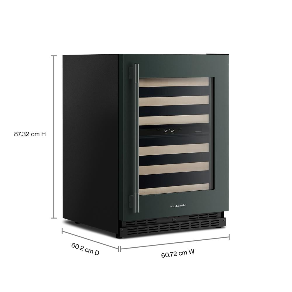 24-Inch Undercounter Wine Cellar with Right Door Swing and 46-Bottle Capacity with Wood-Front Racks in Juniper
