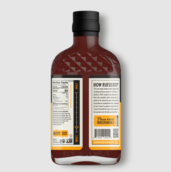 Rufus Teague Honey Sweet BBQ Sauce, 15.25 oz.