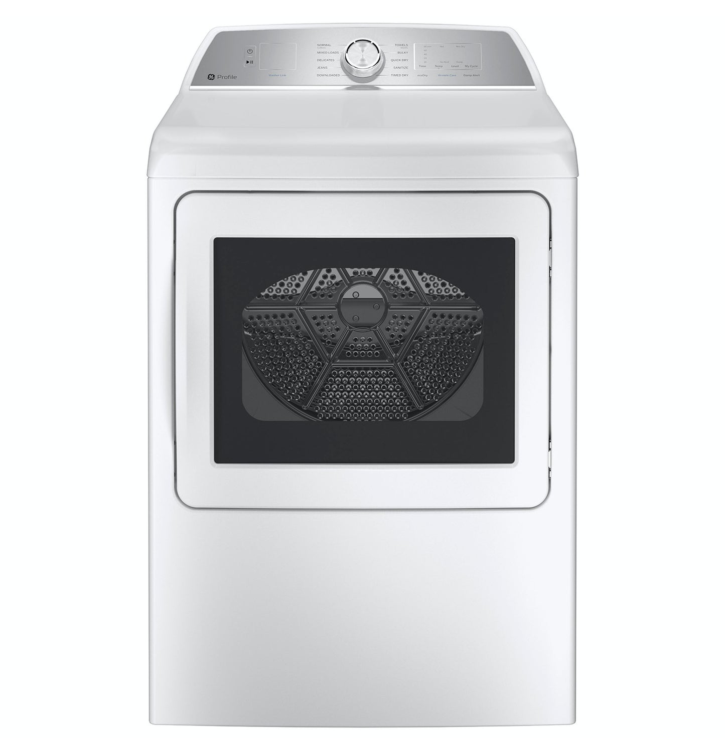 White gas dryer with aluminized alloy drum and control dial for Dryers and Appliances collections