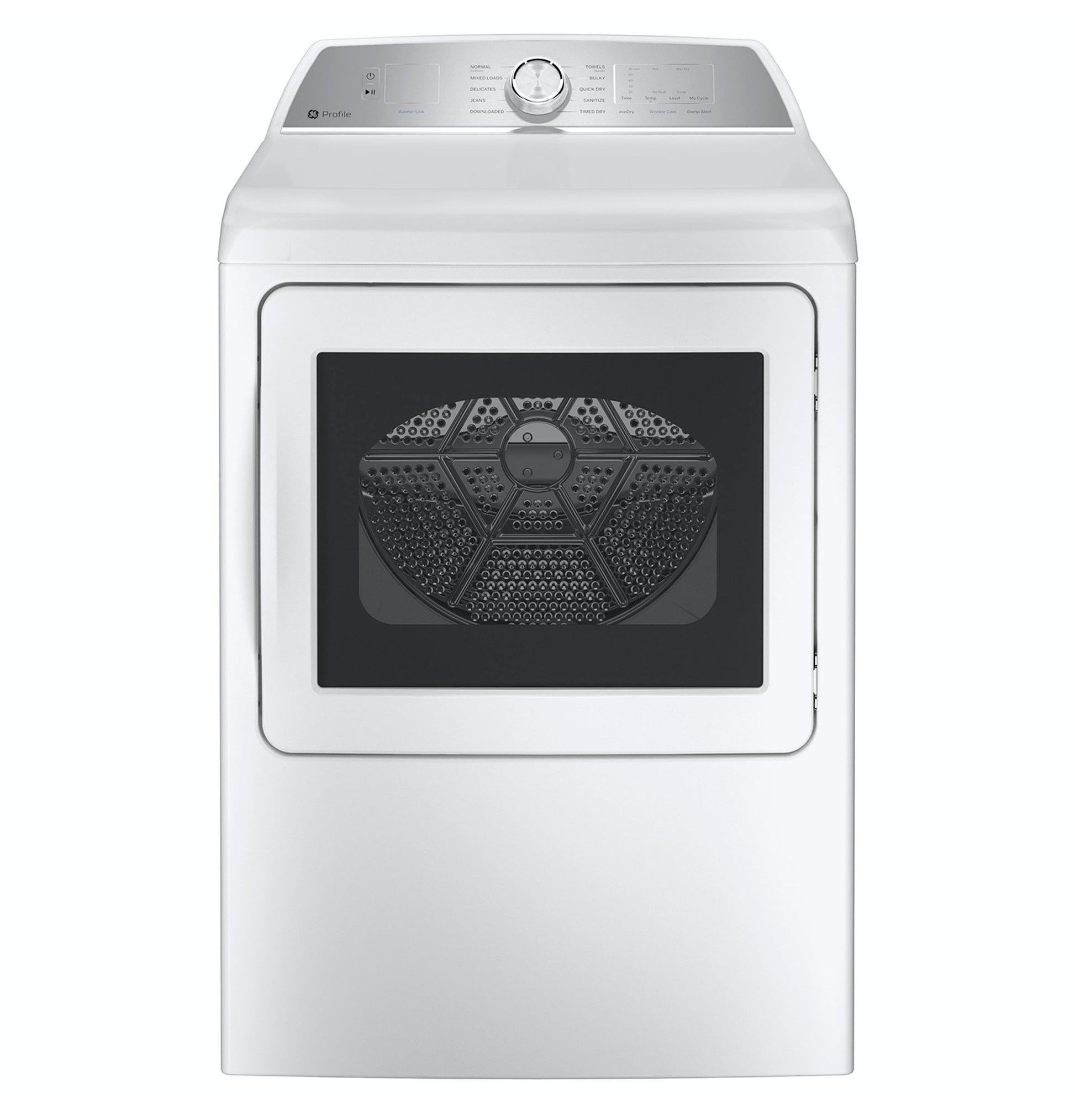 White gas dryer with aluminized alloy drum and control dial for Dryers and Appliances collections