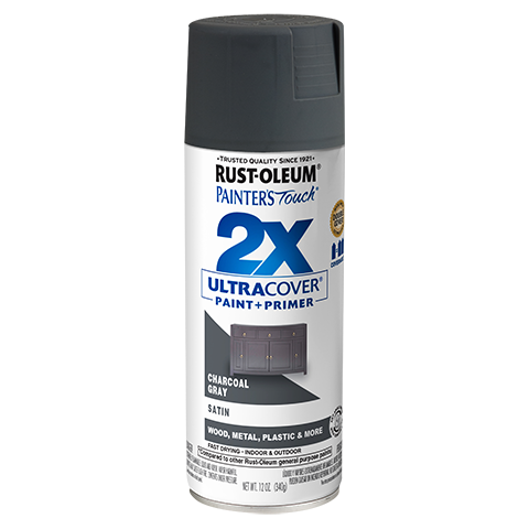 Spray paint can in charcoal gray satin finish for wood, metal, and plastic in home improvement supplies collection