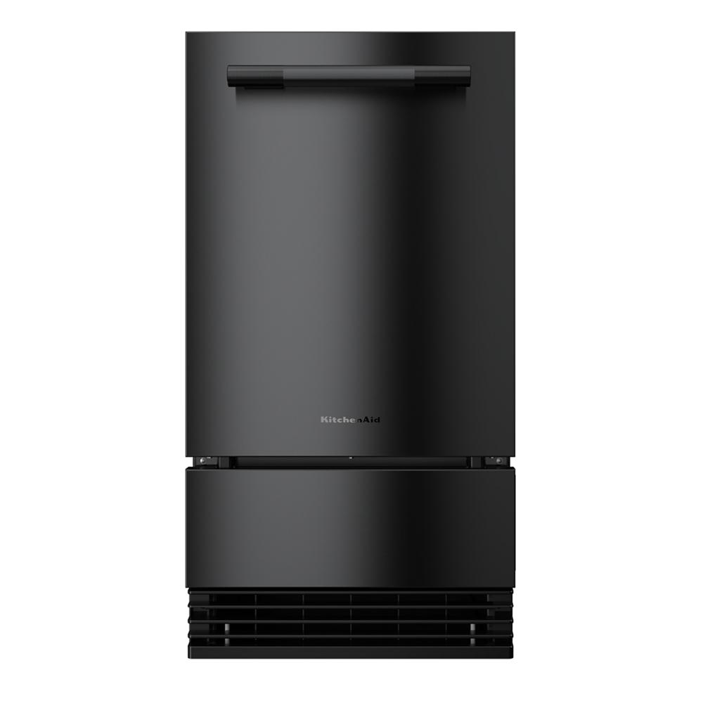 Matte black automatic ice maker with sleek handle and front ventilation for kitchen appliance collections