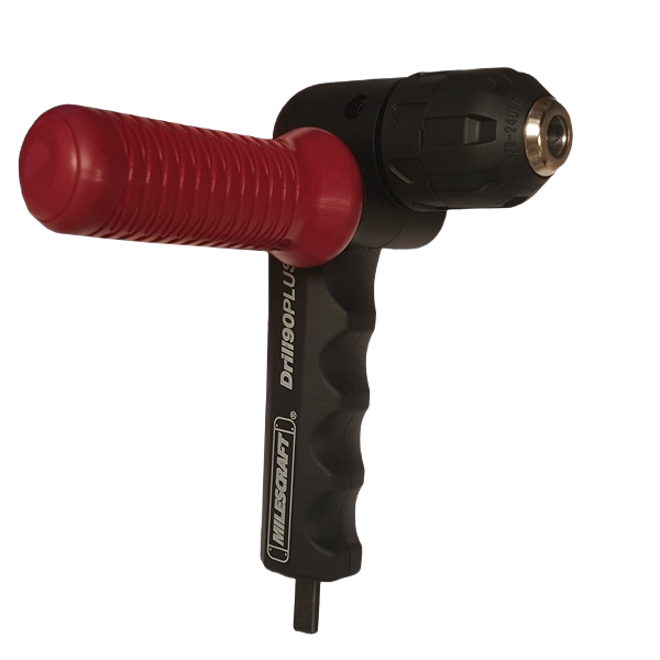 Right angle drill attachment with red handle grip for power tool accessories and home improvement tasks under $50.