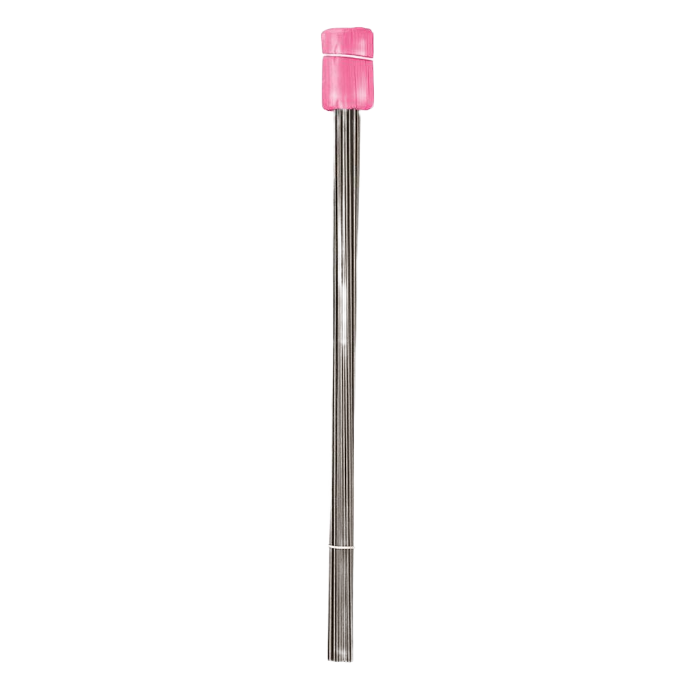 Bundle of bright fluorescent pink plastic stake flags on thin metal rods for marking in hand and measuring tools collections