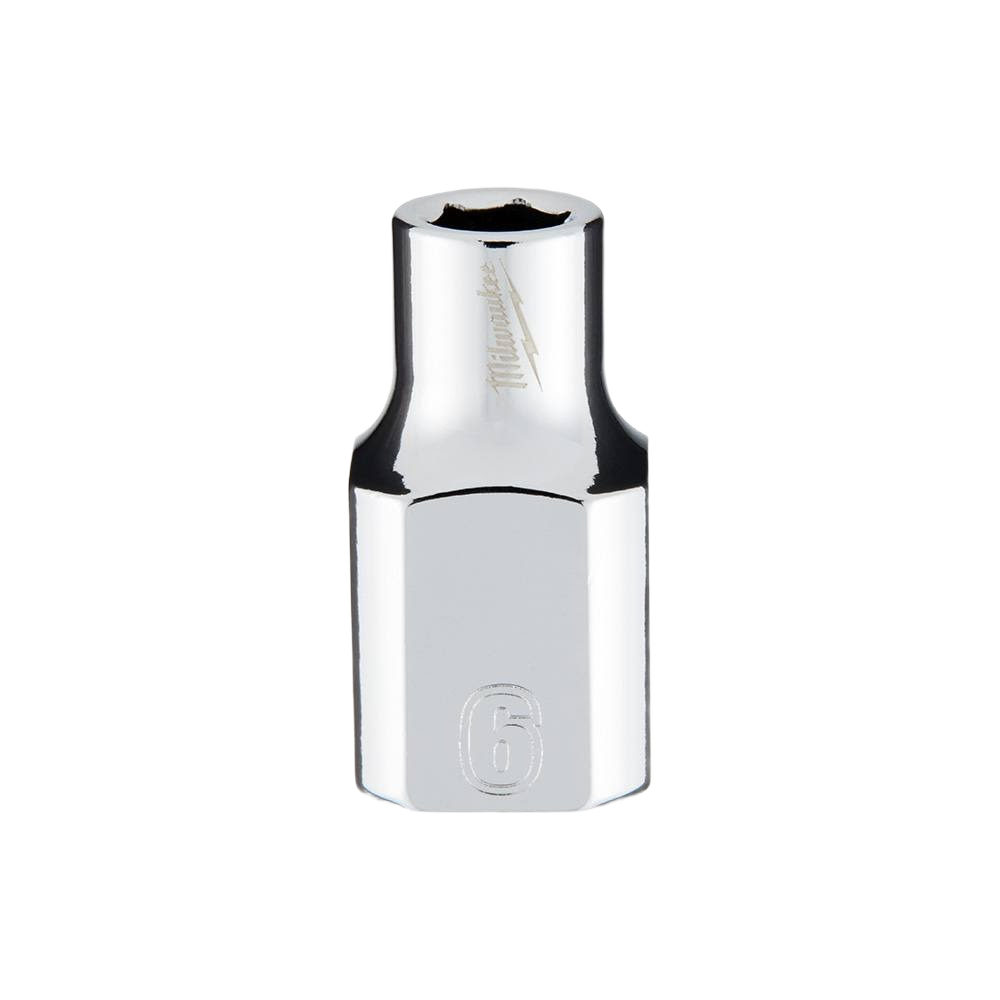 Chrome-plated 6-point 6-mm socket with FOUR FLAT™ sides, designed for woodworking and hand tool applications under $50.