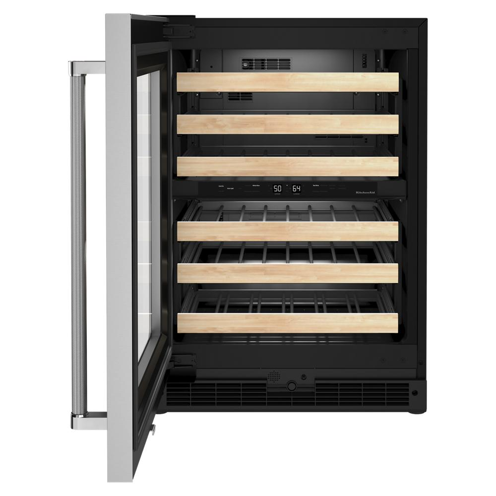 24" Undercounter Wine Cellar with Glass Door and Wood-Front Racks
