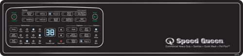 Black digital control panel with touch buttons and LED display on Speed Queen front load washer from Washers & Dryers collection