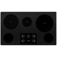 36-inch black electric ceramic cooktop with five burners and control knobs from Cooktops and Kitchen & Kitchenware collections