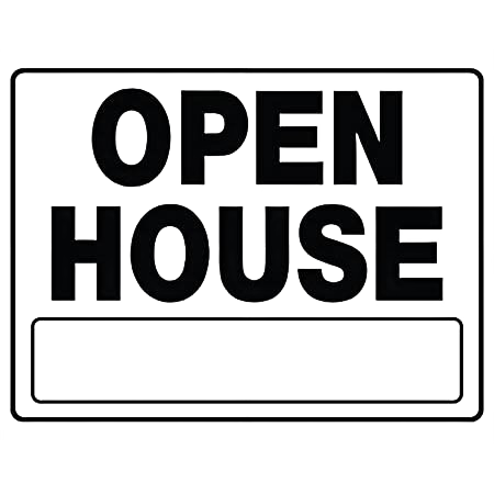 White and black open house sign with two-sided display for exterior use in home improvement and hardware collections