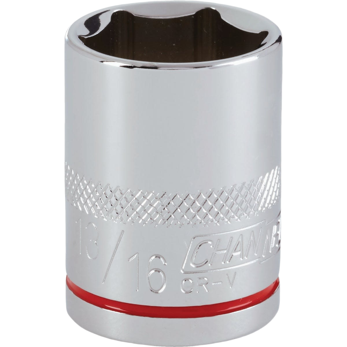 Chrome-plated shallow socket with textured grip and color band, ideal for hand tools and woodworking applications under $50 collection