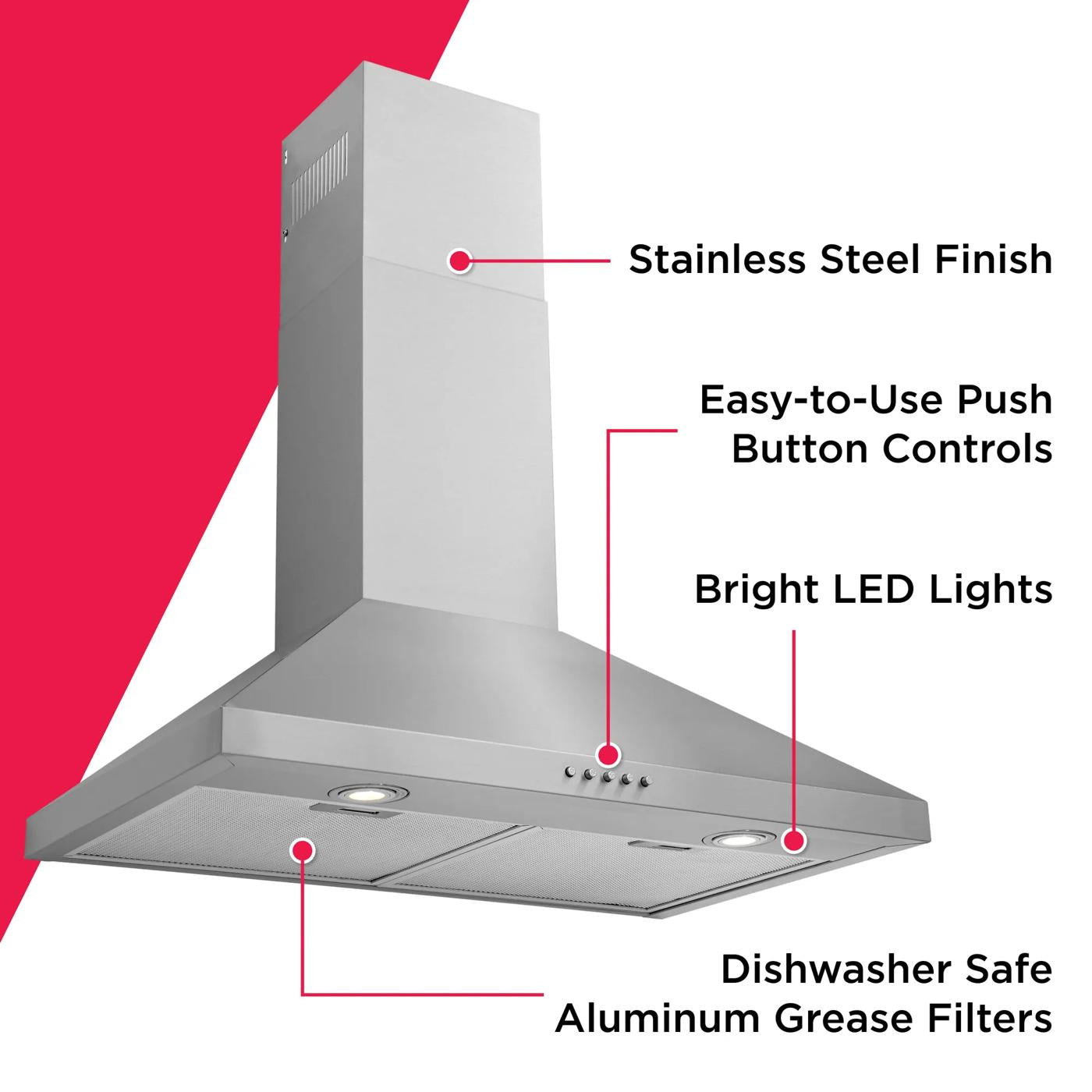 30" Stainless Canopy Wall-Mounted Hood