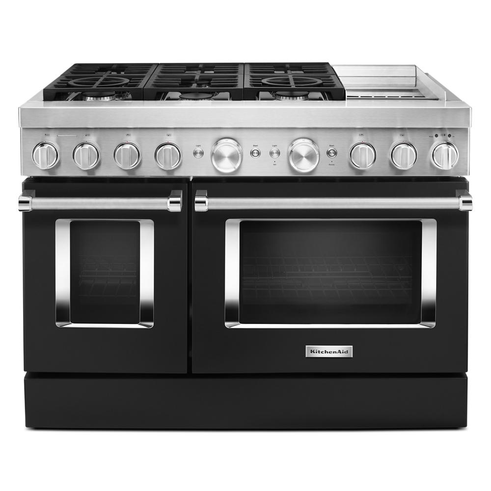 48-inch dual fuel range with six gas burners, electric double ovens, and commercial-style design in Kitchen & Kitchenware collection
