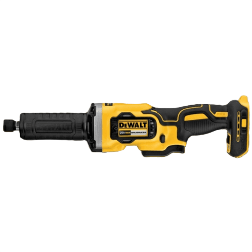 Cordless yellow and black die grinder with variable speed and ergonomic grip for home improvement and tools use