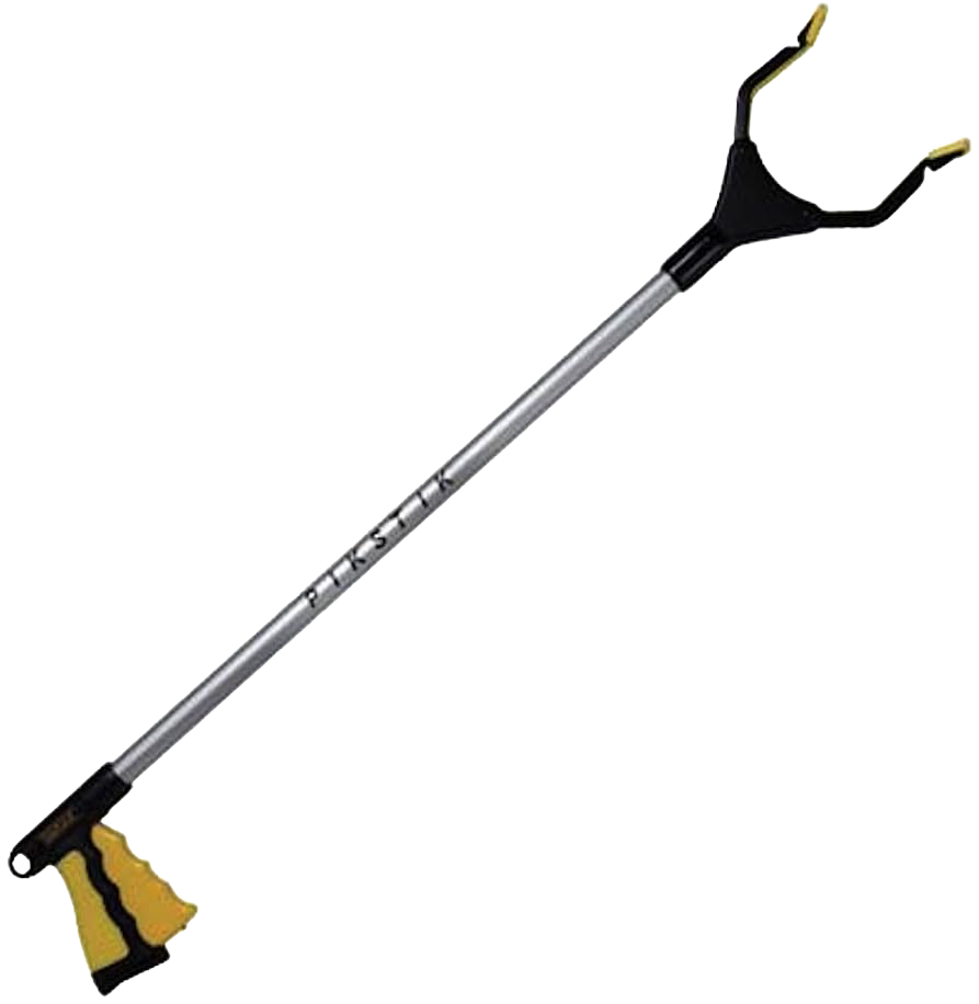 32-inch multi-purpose grabber tool with durable thermoplastic resin shaft and textured yellow and black handle for cleaning tasks