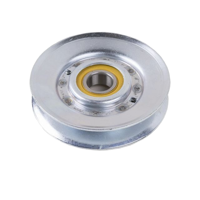 Metal pulley with integrated dampener and central bearing for use in home improvement and repair projects