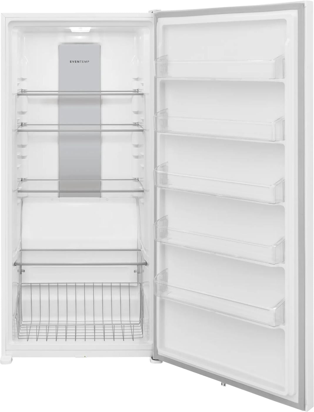 Open garage ready refrigerator with adjustable glass shelves and door bins in kitchen appliances and home improvement collection