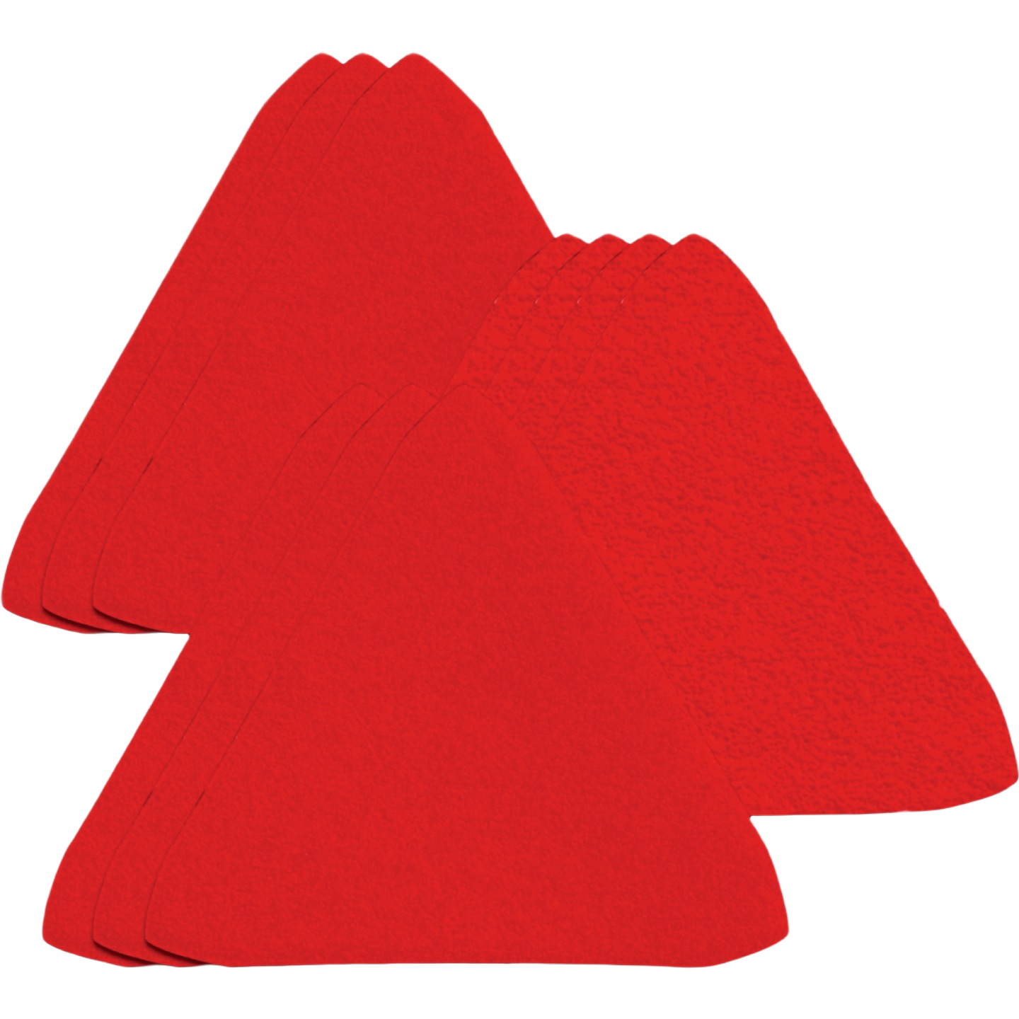 Red triangle sanding sheets made from premium aluminum oxide for efficient surface preparation and refinishing projects