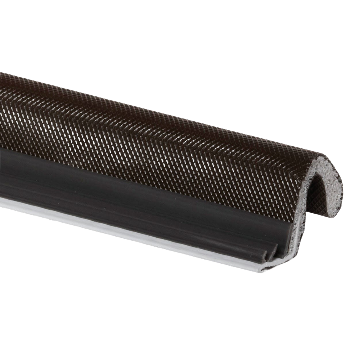 Brown vinyl-coated foam door gasket with top and side seal for draft and moisture protection in home improvement projects