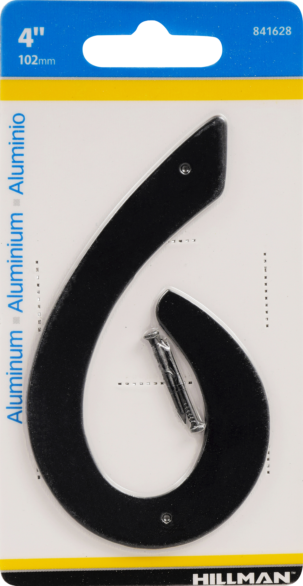 Hillman 4" Nail-On House Number 6 Aluminum, 2-Pack
