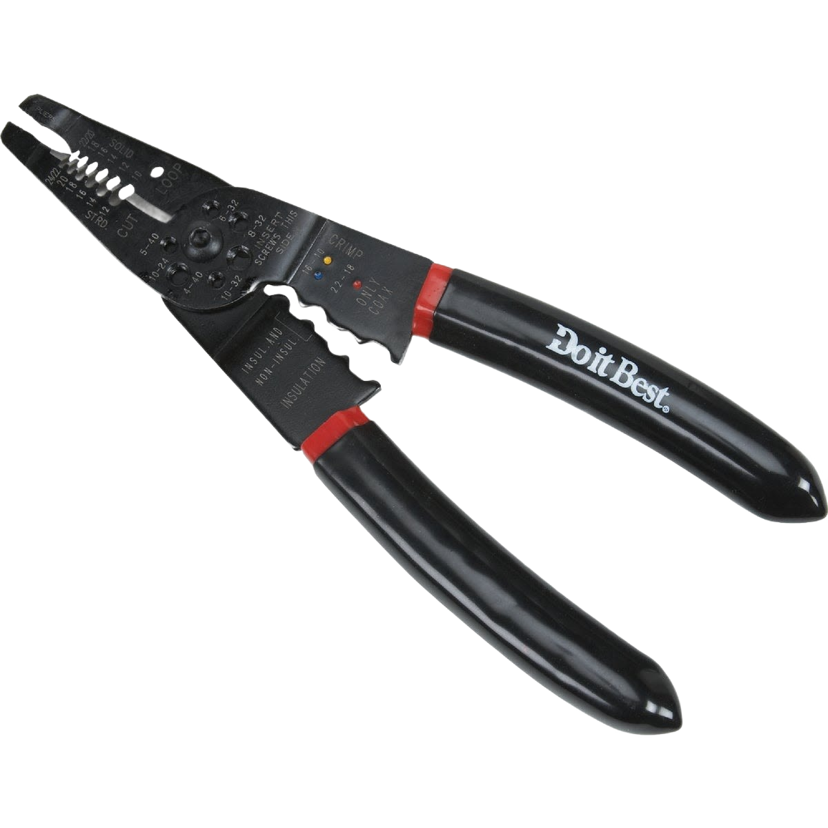 8 inch wire cutter with black coated handles designed for cutting solid and stranded wires in home improvement tasks