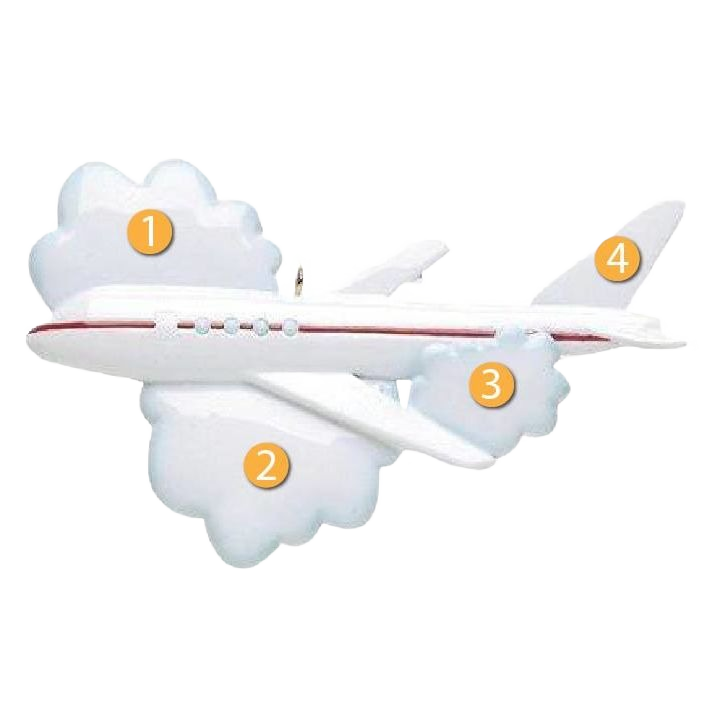 White airplane ornament flying through fluffy clouds for Christmas Ornaments & Tree Decorations under $50 collection