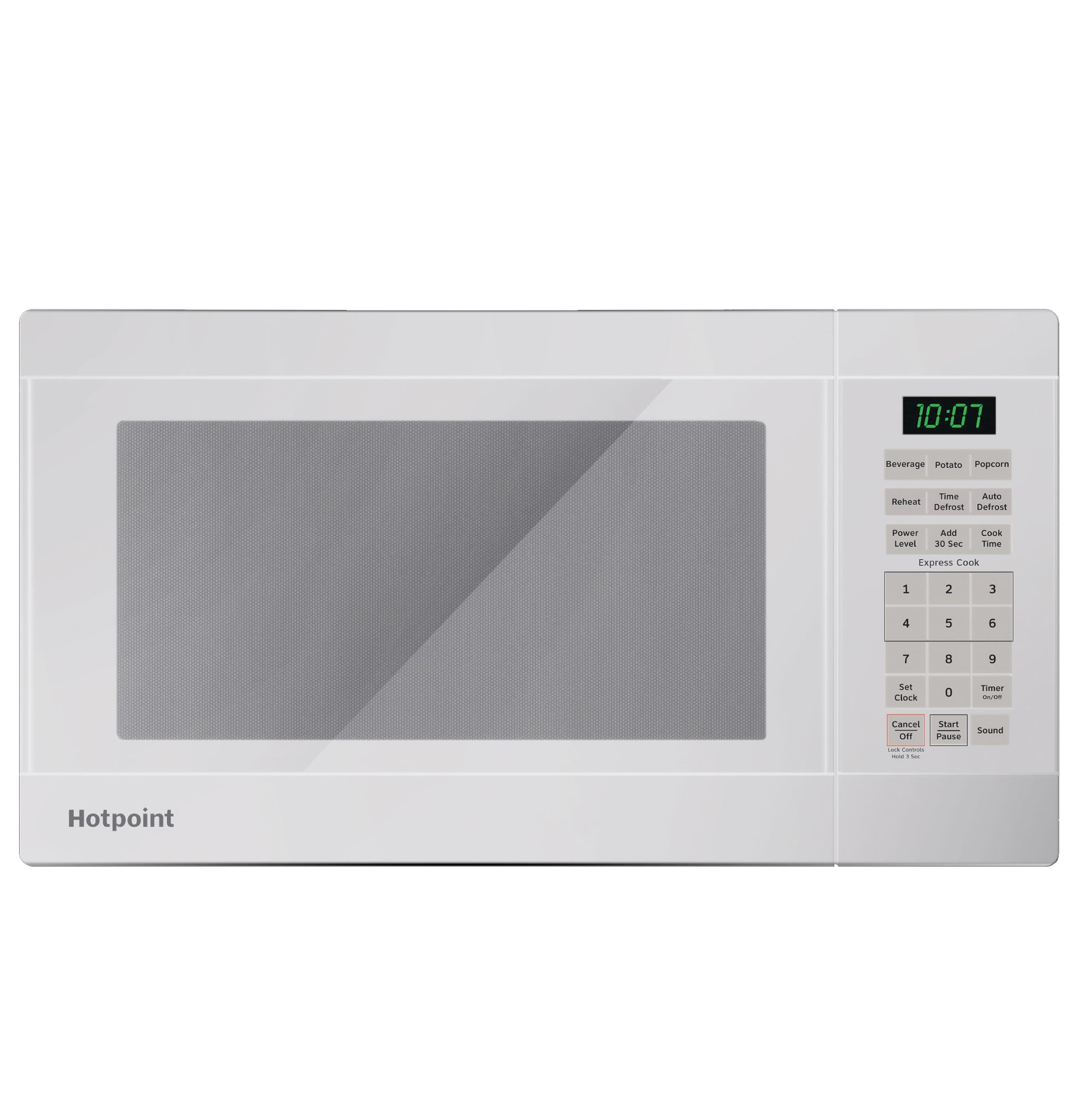 White countertop microwave with digital display and control panel from the Countertop Microwaves collection