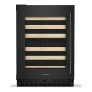 24-Inch Undercounter Wine Cellar with Right Door Swing and 46-Bottle Capacity with Full-Extension Wood-Front Racks in Black Ore