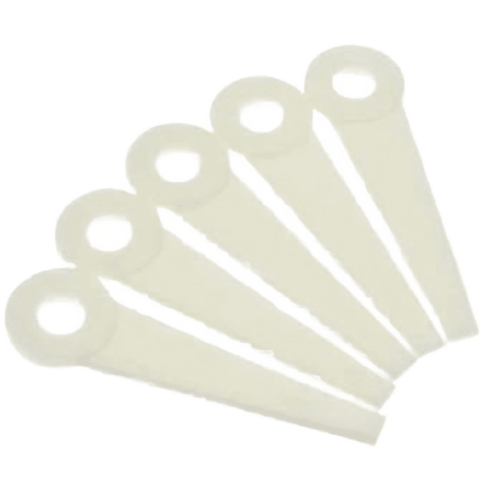 Set of six white thermoplastic PolyCut blades for precision trimming in power tool accessories and home improvement collections