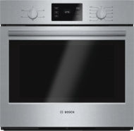 Stainless steel 30-inch single wall oven with heavy-duty knobs and digital display from Bosch kitchen appliances collection