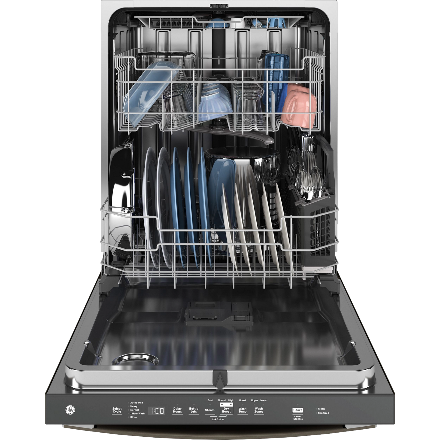 GE® ENERGY STAR® Top Control with Stainless Steel Interior Dishwasher with Sanitize Cycle