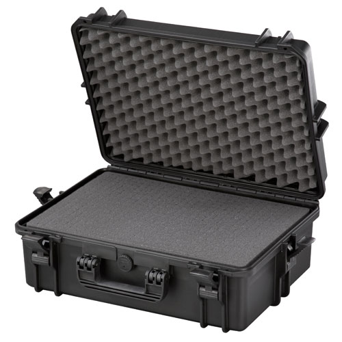 Black protective tool case with foam padding for secure storage in workshop organization and tool storage collections