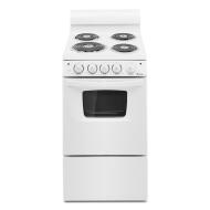White 20-inch electric range with four coil burners, control knobs, and front window oven, part of Ranges, Electric Ranges, Kitchen & Kitchenware, Appliances, and Ranges & Cooktops collections.
