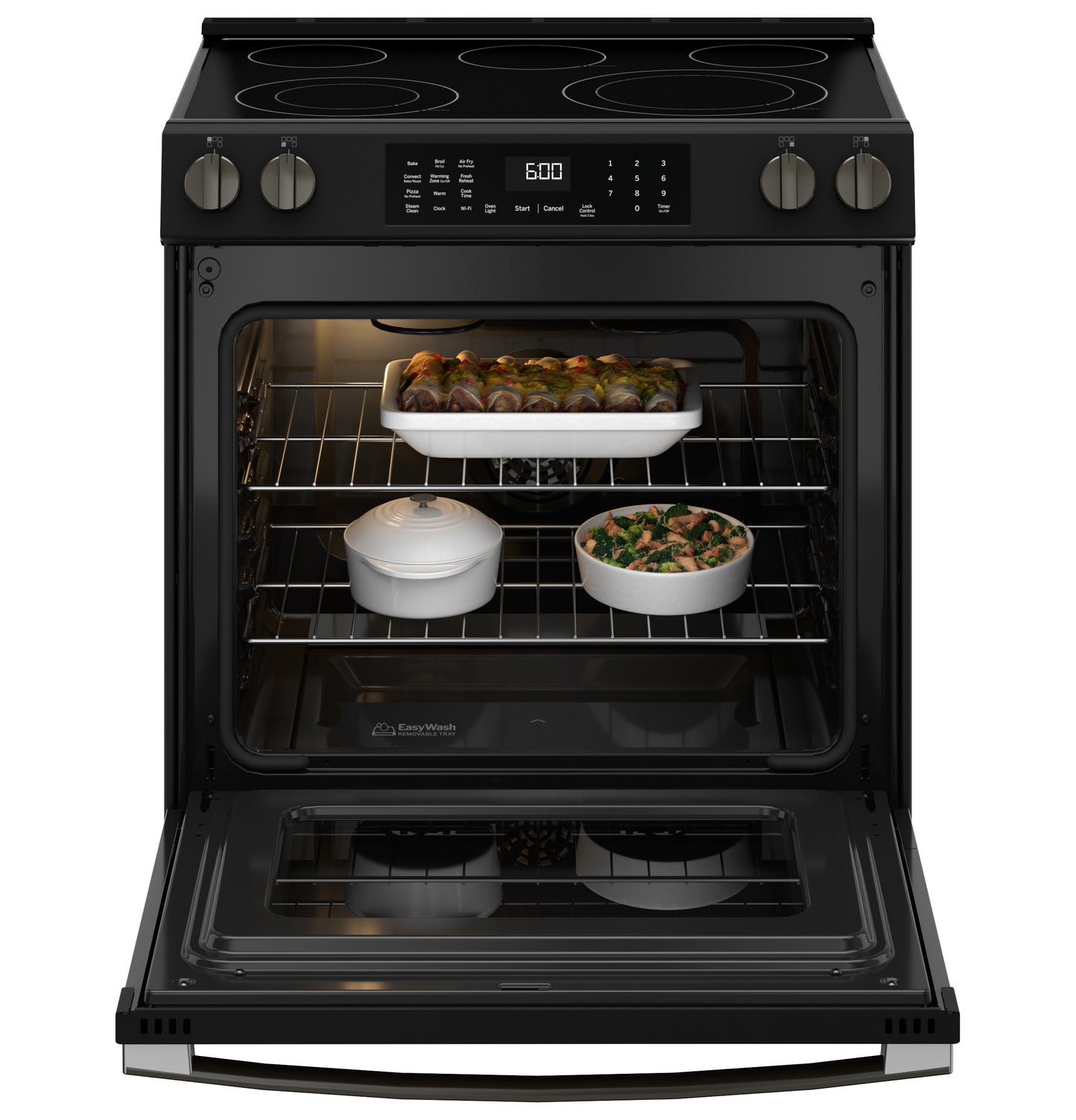 GE® ENERGY STAR® 30" Slide-In Electric Convection Range with No Preheat Air Fry and EasyWash™ Oven Tray