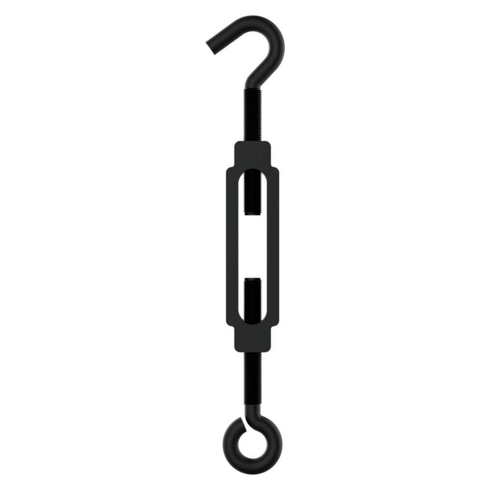 Black finished hook and eye turnbuckle for adjustable tension in storage and garage organization under $50 tools and hardware
