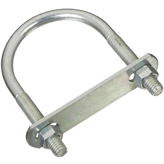 Zinc round U bolt with nuts and rectangular plate for secure fastening in hardware and home improvement projects
